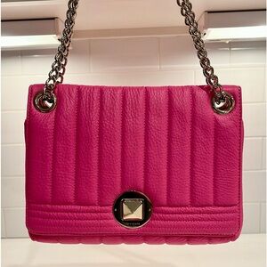 GORGEOUS! Hard to Find! “Kate Spade” Barbie Pink Leather and Gold Chain Purse!